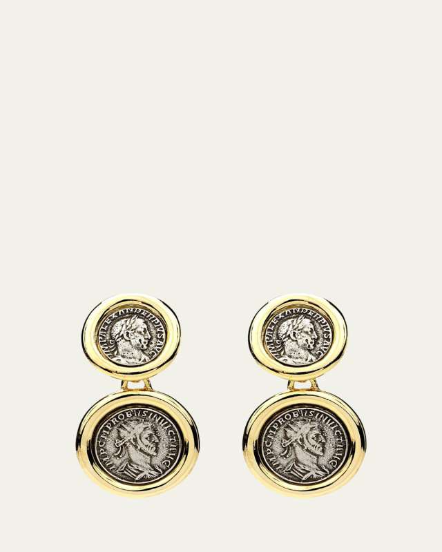 Roman 2-Coin Clip Earrings